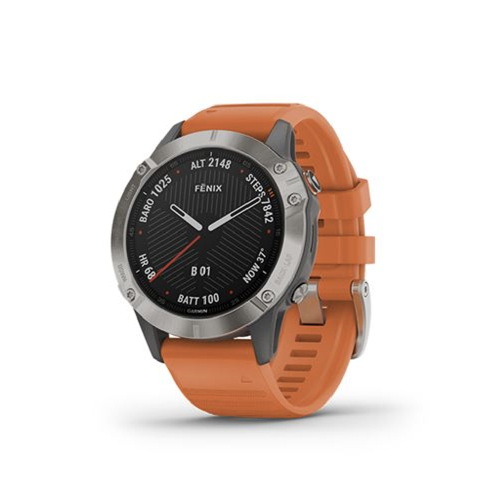 Garmin Fenix 6 Sapphire - Titanium with Ember Orange Band - Chính hãng FPT - Máy cũ, TBH